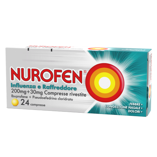 NUROFEN INFLUENZA E RAFFREDDORE 24 CPR antinfiammatorio e antidolorifico contro influenza, raffreddore, febbre e mal di testa