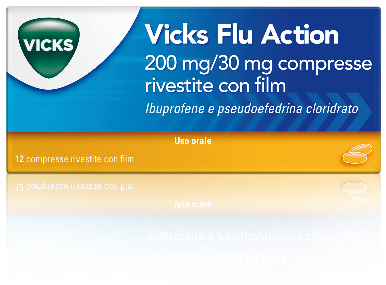 Vicks Flu Action 200 mg/ 30 mg Ibuprofene Pseudoefedrina 12 Compresse